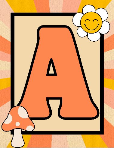 Alphabet Hanging Decoration, Groovy Alphabet, Class Theme, Number Poster, Bulletin Board Display, Daycare Crafts, Decor Bundle, Alphabet Poster, Capital Letters