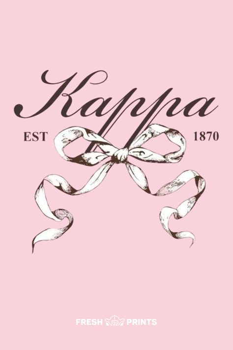 customize cute, trendy, and affordable sorority merch for your organization with Fresh Prints! Kappa kappa gamma, kappa, kkg, kappa sorority, sorority merch, custom sorority merch, trendy sorority merch, sorority merch inspo, sorority apparel, unique sorority apparel, custom greek life apparel, sorority merch design, sorority graphic, sorority instagram graphic, sorority bow design, bow bid day, coquette, sorority girl, college girl, sorority outfits, bid day, bid day theme ideas, theme inspo Kappa Delta Graphic, Girly Graphic Design, Sorority Instagram, Kappa Sorority, Pr Design, Sorority Events, Sorority Merch, Merch Design, Bid Day Themes