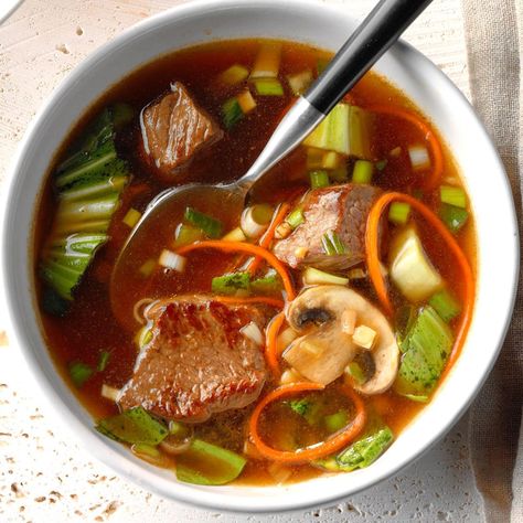 Asian Vegetable-Beef Soup Recipes With Beef Broth, Recipes With Beef, Asian Soup Recipes, Soup Beef, Sup Ayam, Braised Chicken Breast, Broth Soup, Soups Recipes, Asian Recipe