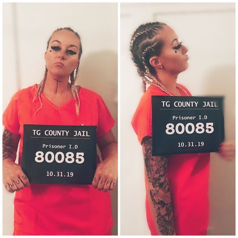 Diy Inmate Costume Women, Hot Prisoner Costume, Prisoner Costume Womens, Orange Prisoner Costume, White Trash Party Costume, Convict Costume, Inmate Costume, Halloween Prisoner Costume, Cop Halloween Costume