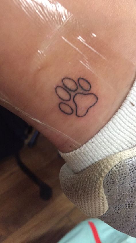 Ankle tattoo of cat paw print Cat Print Tattoo, Cat Paw Print Tattoo, Cat Silhouette Tattoos, Cat Paw Tattoos, Tattoo Fixes, Dog Print Tattoo, Pawprint Tattoo, Dog Paw Tattoo, Saved Tattoo