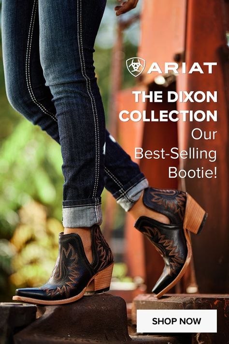 Get our best-selling bootie at ariat.com before they sell out! Ariat Dixon Boot Outfit, Dixon Boots Outfit, Ariat Dixon Boot, Ariat Dixon, Womens Western Fashion, Wishlist 2022, Boy Boots, Boots And Jeans, Unique Clothes