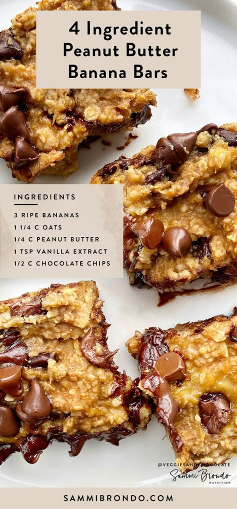 Peanut Butter Banana Recipes, Snack Sani, Banana Bars, Healthy Sweets Recipes, 4 Ingredient, Banana Recipes, Peanut Butter Banana, Trail Mix, Healthy Sweets