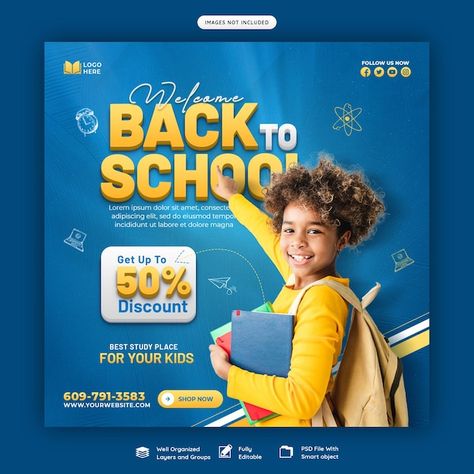 Back To School Instagram Post, Book Social Media Post, Back To School Social Media Design, Back To School Banner Design, School Social Media Design, School Social Media Post, School Social Media, Social Media Summer, School Post