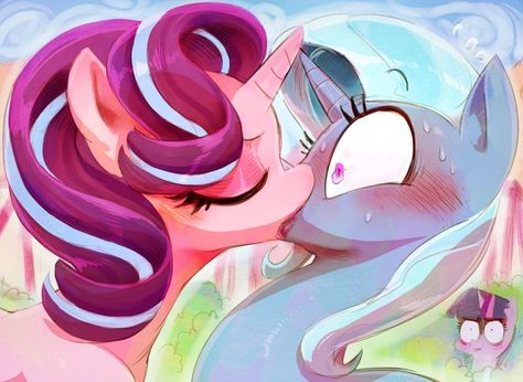 The Starxie kiss by Sunibee Kiss On The Lips, Surprise Kiss, Twilight Sparkle Alicorn, Mlp Twilight, Starlight Glimmer, Wide Eyes, Pony Unicorn, My Little Pony Comic, Mlp Equestria Girls