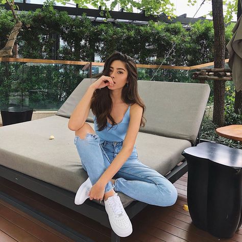 Camilla Kittivat, Instagram Girls, Girl Crush, Denim Skirt, Mom Jeans, Actresses, Pants, On Instagram, White