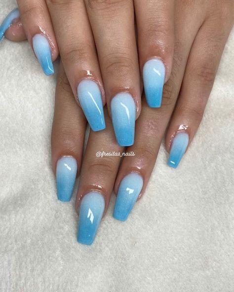 Nails August, Blue Ombre Nails, Ombré Nails, Art Designs Ideas, Ombre Nail, Ombre Acrylic Nails, Nails Now, Pretty Nail Art Designs, Nails White