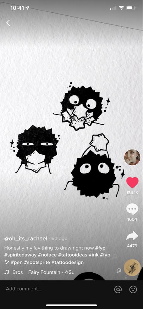 How To Draw Soot Sprite, Totoro Dust Bunnies Tattoo, Studio Ghibli Sprites Tattoo, Ghibli Dust Bunnies Tattoo, Studio Ghibli Dust Sprites Tattoo, Soot Sprite Drawing, Chibi Tattoo Ideas, Soot Sprite Art, Studio Gibhili Tatoos