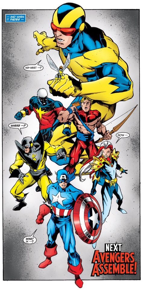 Avengers forever Carlos Pacheco Art, Goliath Marvel, Avengers Forever, Avengers Team, Comic Poster, Avengers Comics, Comic Characters, Avengers Age, Marvel Comic Universe