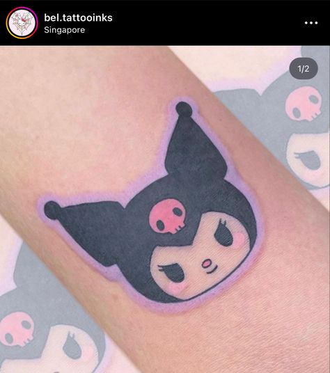 Kuromi Tattoo Aesthetic, Kuromi Tattoo, Kitty Tattoo, Gamer Tattoos, Hello Kitty Tattoos, Jewelry Tattoo, Henna Tattoo Designs, Hip Tattoo, Piercing Tattoo