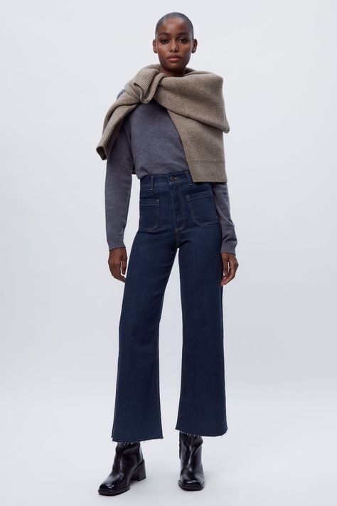 Fall Outfits Woman | ZARA United States Cream Wide Leg Trousers, Knee High Boots Flat, Satin Joggers, Tan Legs, Woman Jeans, Velvet Trousers, Wide Leg Dress Pants, Cropped Flare Jeans, Loose Fit Jeans