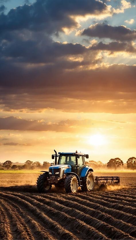 Modern unmanned tractor plows land, technologies in agriculture stock images Tractor Advertising Design, Technology In Agriculture, Agriculture Background, Tractor Plow, Krishna Lila, Agriculture Tractor, Poster Background, Poster Background Design, Environment Design