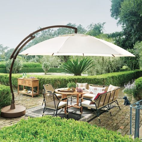 Five Ways to Create Shade - Home + Style Lounging Area, Parisian Bistro, Shade Umbrellas, Round Dining Set, Outdoor Couch, Cantilever Umbrella, Sun Umbrella, Sand And Water, Outdoor Umbrella