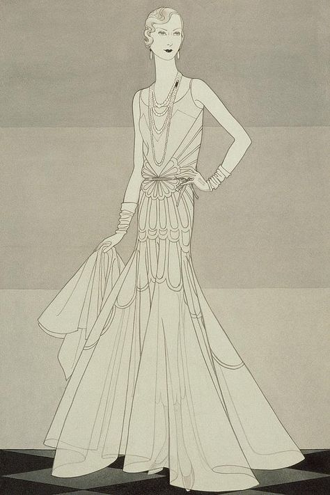 Model wearing a Chanel organdy dress illustrated by Douglas Pollard for Vogue April 1930 Vogue Fashion Illustration, Chanel Illustration, Vintage Vogue Fashion, Monthly Challenges, Vogue Vintage, Fashion Illustration Vintage, Vintage Blog, 30s Fashion, Vogue Covers