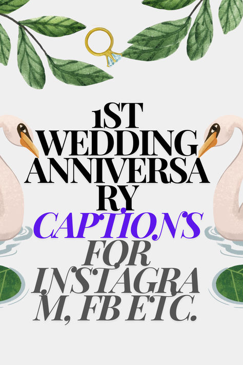 Want to make your 1st wedding anniversary posts pop? These amazing Instagram captions will help you celebrate your love story in the best way possible. Perfect for Happy Wedding Anniversary Quotes and Anniversary Quotes For Friends! #InstagramCaptions #AnniversaryCaptions #AnniversaryPosts #AnniversaryQuotes #LoveStory 1st Wedding Anniversary Captions Instagram, First Anniversary Captions, One Year Wedding Anniversary Quotes, 1 Year Wedding Anniversary Quotes, 1st Anniversary Captions Instagram, 1 Year Anniversary Captions, Wedding Anniversary Captions Instagram, Happy 1st Anniversary My Love, First Wedding Anniversary Quotes