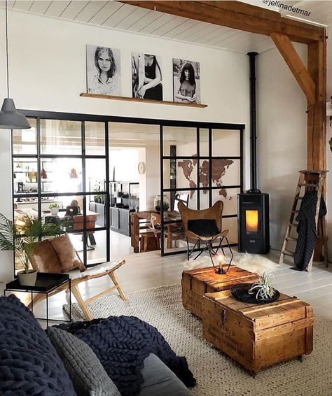 Industrial Style Living Room, Industrial Home Design, Industrial Livingroom, Industrial Interior Design, Industrial Interiors, Industrial House, Design Living, Design Case, Dream Home Design