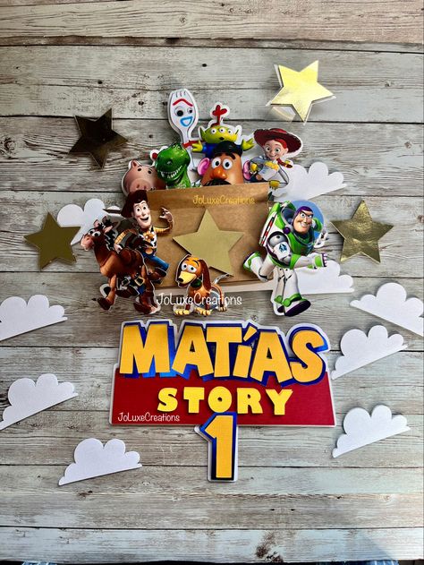 Toy Story Cake Topper Complete with name & Clouds ✨💖 #toystory #toystoryparty #partydecoration #customdecor #papercrafts #woody #lightyear Toy Story Cake Topper, 3d Cake Toppers, Toy Story Cakes, Toy Story Party, Custom Decor, Toy Story, Cake Toppers, Party Decorations, Paper Crafts