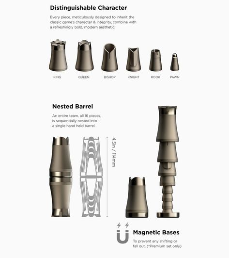 Portable Chess Set, Chess Moves, Trophy Design, Chess Sets, Industrial Design Sketch, Interesting Design, Plastic Injection Molding, Pretty Designs, Game Inspiration