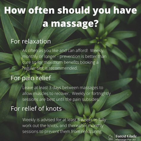 How Often to Massage and Why? Massage Therapy Quotes, Theta Waves, Holistic Massage, Massage Pictures, Massage Marketing, Massage Therapy Rooms, Forest Glade, Sports Massage Therapy, Massage Quotes