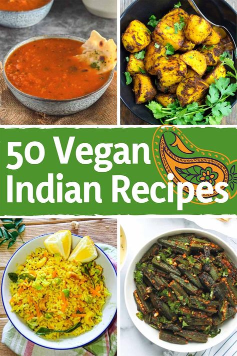 50 Showstopping Vegan Indian Recipes | Hurry The Food Up Vegan Indian Dishes, Vegan Diet Recipes, Vegan Indian Recipes, Plat Vegan, Vegetarian Indian, Vegan Curry, Recipes Indian, Best Vegan Recipes, Makanan Diet