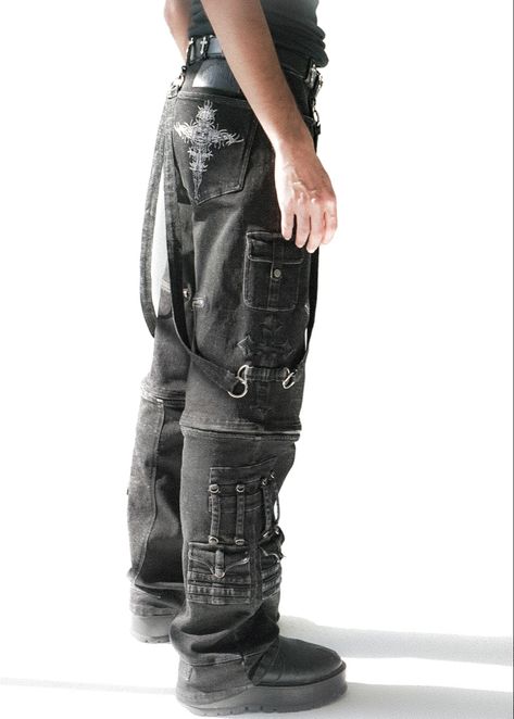 Punk Style Denim Cargo Jeans For Streetwear, Raver Jeans, Techwear Denim Jeans For Streetwear, Wax Denim, Black Denim Punk Pants, Tripp Nyc Denim Pants, Gothic Denim Jeans For Streetwear, Custom Pants, Crust Punk