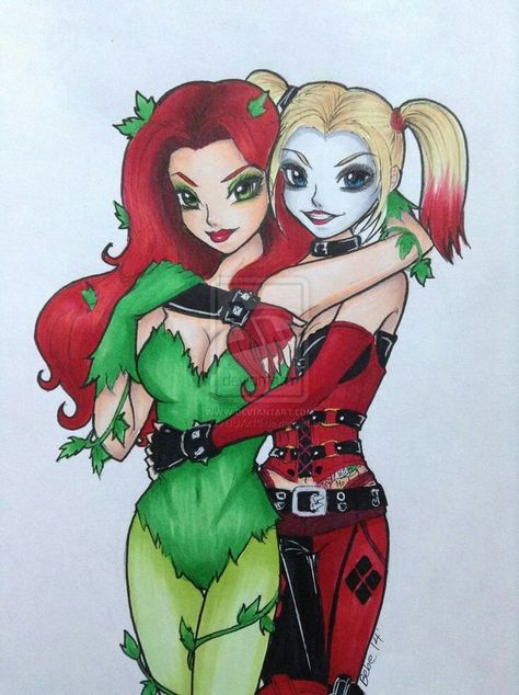 Harley quinn and ivy Poison Ivy Catwoman And Harley Quinn, Poison Ivy And Harley Quinn, Ivy And Harley, Harley Ivy, Joker Y Harley Quinn, Harley Quinn Tattoo, Harley Quinn Drawing, Harley Quinn Artwork, Gotham Girls