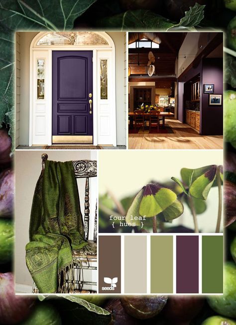 eggplant as an accent color Purple And Green Walls, Green And Purple Living Room, Purple And Green Living Room, Purple And Green Room, Style Toscan, Room Dark, Painting Room, Colors Wall, Tuscan Design