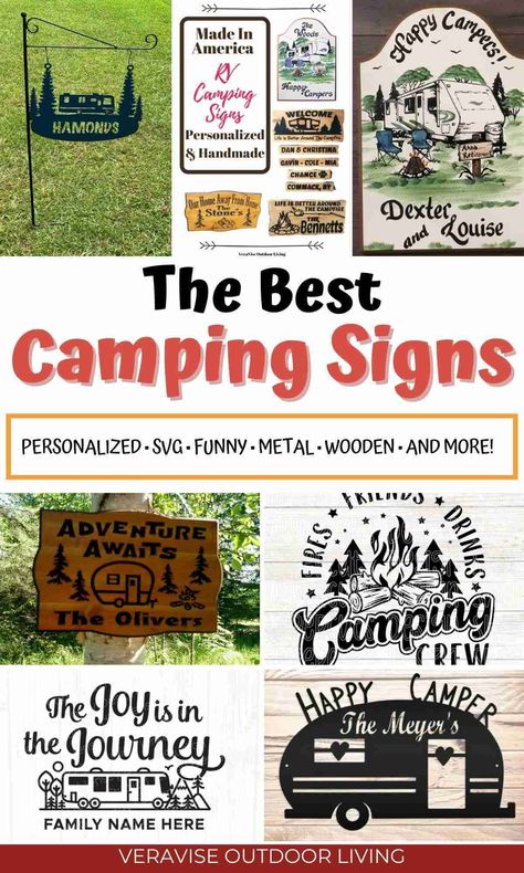 Whether you’re looking for something funny, inspiring, or just plain awesome, we've got the perfect camping sign for you. Campsite Signs Personalized, Signs For Campers, Camping Sayings Signs, Rv Signs Personalized, Funny Camper Signs, Funny Camping Signs Hilarious, Camping Sayings Funny, Camper Signs Diy Ideas, Funny Camping Pictures