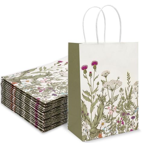 PRICES MAY VARY. THE PACKAGE INCLUDES: 24Pcs vintage wildflower paper gift bags with handle, they will offer sufficient quantity and delicate design to meet your various needs of daily use and party favor. RETRO DESIGN: Our paper gift bags are patterned with various wildflowers and leaves, mainly colored in green, vintage and delicate, will fit to various occasions. PREMIUM QUALITY: Made of quality paper material, durable and sturdy, safe and reliable, reusable and lightweight, easy to carry wit Wildflower Paper, Christmas Bon Bon, Rock Climber Gifts, Climber Gifts, Japanese Wrapping Cloth, Climbing Gifts, Baby Shower Party Supplies, Xmas Diy, Floral Party