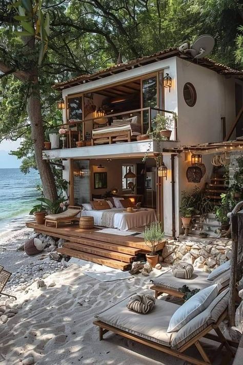 House On The Beach, Tiny Beach House, Modern Beach House, Beach House Design, Tiny House Living, Dream House Exterior, Tiny House Design, Small House Design, Little Houses