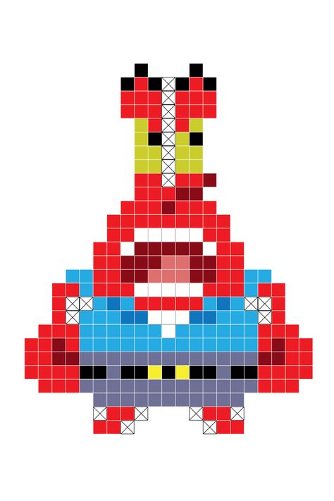 Mr Krabs Perler Beads, Mr Krabs Pixel Art, Shrek Perler Beads, Cartoon Perler Beads, Spongebob Pixel Art, Pixel Art Ideas, Hama Art, Hamma Beads Ideas, Pixel Beads