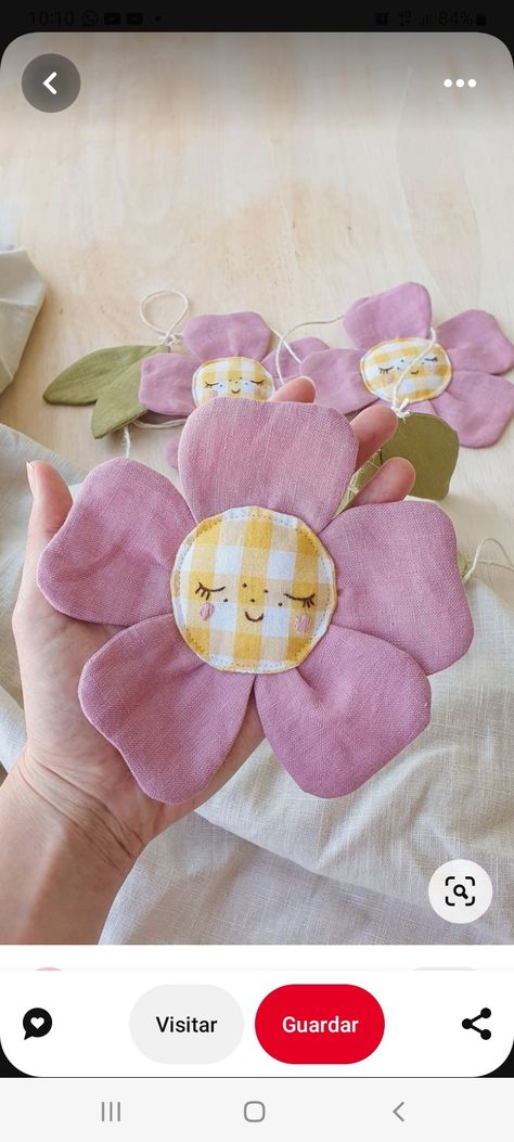 Sewn Flowers, Flower Toy, Embroidered Face, Nursery Accessories, Baby Gift Box, Flower Garland, Unique Dolls, Floral Decoration, Handmade Flower