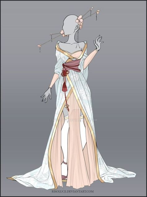 (CLOSED) Adoptable Outfit Auction 14 by Risoluce on DeviantArt: Outfit Auction, Adoptable Outfit, Clothing Anime, Anime Kimono, Drawing Anime Clothes, Dress Sketches, Dress Drawing, Anime Dress, Design Drawings