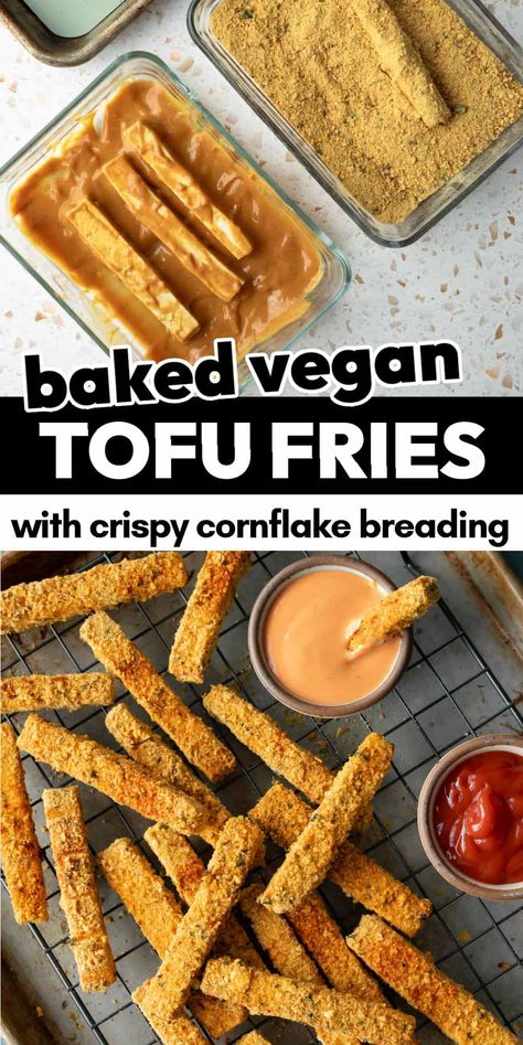 Tofu Meal Prep Lunches, Tofu Snack Recipes, Crispy Tofu Recipes, Cornflake Crust, Tofu Fries, Tofu Green Curry, Tofu Snacks, Soy Curls Recipes, Homemade Tofu