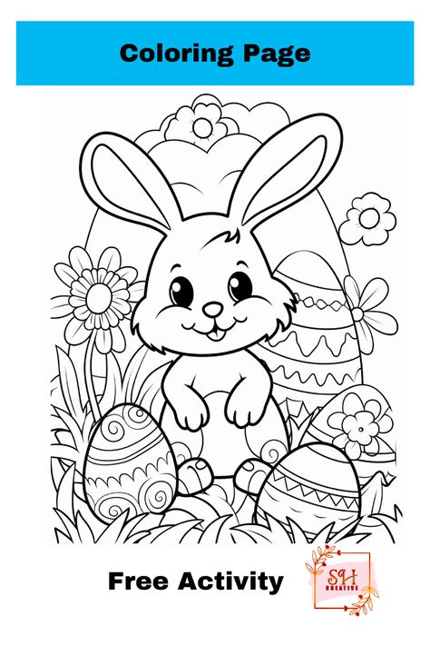 Coloring Page ( Happy Easter ) Easter Colouring Pages For Kids, Bunny Colouring Pages, Easter Activity Pages For Kids, Easter Basket Coloring Pages, Easter Day Coloring Pages, Easter Colour By Number Free Printable, Drawing Colouring, Easter Bunny Colouring, Bunny Coloring Pages