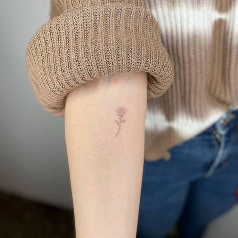 Rose Micro Tattoo, Single Needle Rose Tattoo, Micro Rose Tattoo, Single Needle Tattoo Ideas Women, Needle Tattoo, Inner Forearm Tattoo, Single Needle Tattoo, Inner Forearm, Mini Roses