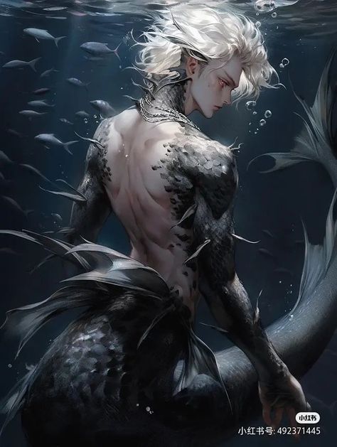 Siren Creature, Mermaid Boy, Male Mermaid, Mermaid Man, Monster Boy, Fantasy Mermaids, Scene Drawing, Mermaid Drawings, Mermaids And Mermen