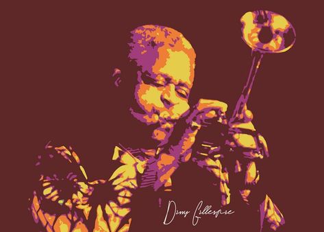 Jazz Trumpet, Dizzy Gillespie, Trumpet Player, Trumpet Players, Jazz Fest, Relief Printing, Pop Art Design, Fashion Tutorial, Art Techniques