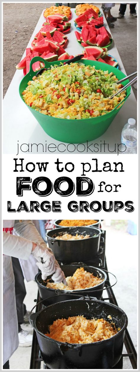 Food For Large Groups, Family Reunion Food, Cooking For A Group, Large Group Meals, Youth Conference, Cooking For A Crowd, Potluck Recipes, Family Reunions, Snacks Für Party