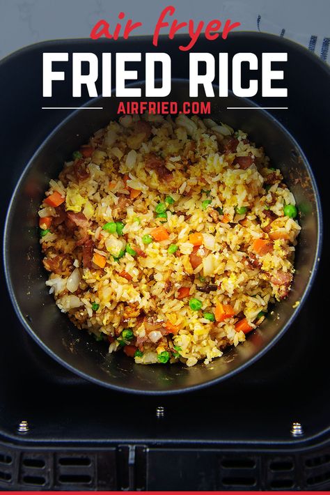 Fried Rice In Air Fryer, Air Fryer Recipes Rice, How To Cook Rice In Air Fryer, Air Fried Rice, Rice Air Fryer, Air Fryer Shrimp Fried Rice, Fried Rice Air Fryer, Chicken Fried Rice Air Fryer, Casserole In Air Fryer