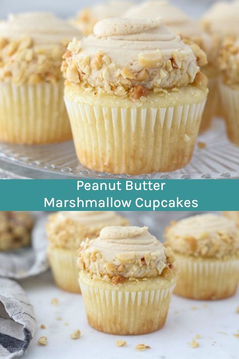 Homemade Cupcake Recipes, Marshmallow Cupcakes, Delicious Cupcakes Recipes, Cupcakes Filled, Peanut Butter Marshmallow, Marshmallow Frosting, Homemade Cupcakes, Marshmallow Cream, Filled Cupcakes