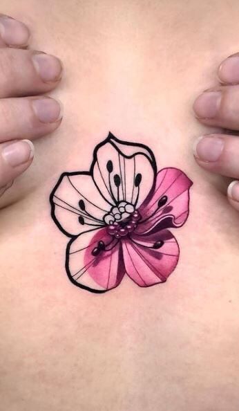 Tattoo Drawings With Color, Modern Flower Tattoo Ideas, New School Floral Tattoo, New School Flash Tattoo, Mini Flowers Tattoo, Flash Tattoo Designs For Women, New School Flash, New School Flower Tattoo, Colour Tattoo Designs