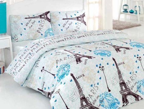 Ranforce Blue Turquoise 100% Cotton Paris Eiffel Tower 4 PCS Theme Themed Full Queen Size Quilt Duvet Cover Set Bedding Linens: Amazon.ca: Home & Kitchen Paris Bedroom Ideas For Teens, Paris Comforter Set, Paris Bedding, Turquoise Duvet Cover, Paris Themed Bedroom, Quilt Duvet Cover, Paris Bedroom, Quilt Duvet, Queen Bedding