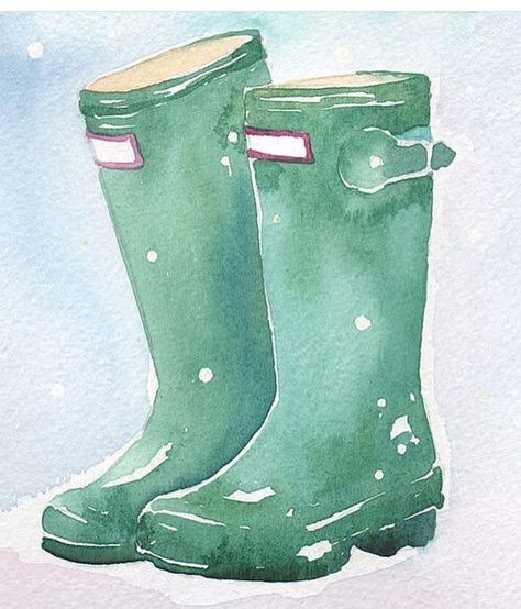 Still no snow here ❄️ just plenty of the wet stuff ☔️#weatherwatch #illustrator #wellyboots #greenwellies #illustration #design #designer #watercolour #watercolor #art Shoes Illustration Art, Green Wellies, Boots Aesthetic, Aesthetic Rain, Still Life Paintings, Shoes Illustration, Wellies Boots, Life Paintings, Trendy Boots