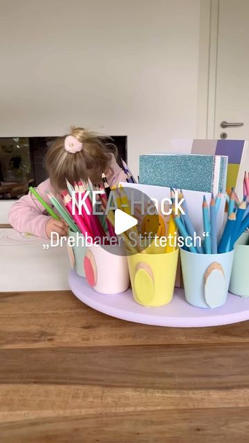 Ikea Knagglig Hack Kids, Ikea Birthday Party Hacks, Tjena Ikea Hack, Ikea Lazy Susan Hack, Sunnersta Ikea Hack, Pahl Ikea, Lazy Susan Ideas, Birthday Party Hacks, Kids Art Station