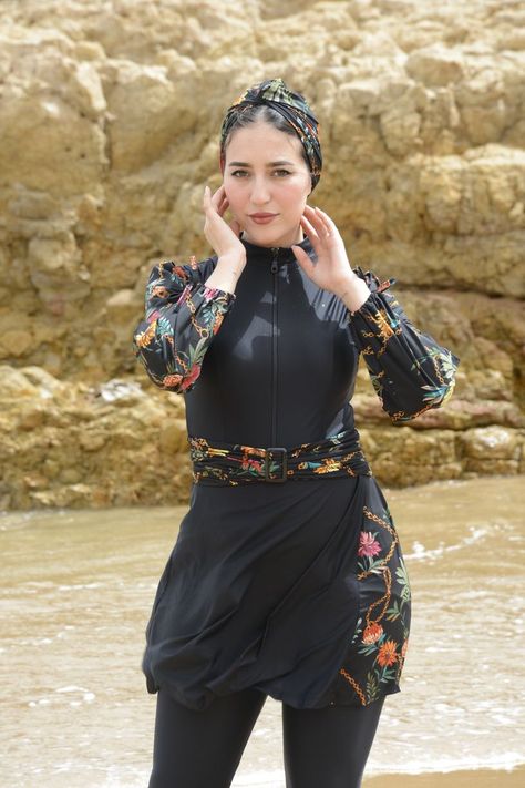 MODEST SWIMWEAR- BLACK PALACE. THE ART OF SWIMING IN CONFORT AND GLAM Modest Swimwear For Women, Full Swimsuit, Swimwear Long Sleeve, Swim Turban, Islamic Swimwear, Swimwear Long, Swim Leggings, Long Sleeve Swimwear, Modest Swimsuits