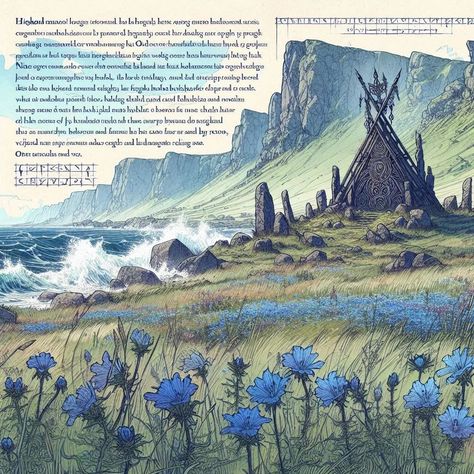 Page 141 - 144: "Life on Windswept Highlands" #aiart #aiartwork #aiartcommunity #aisketch #aiconceptart #fantasy #fantasylandscape #fantasybuilding #beastiary #fieldguide #highland #humankind #mankind Cirith Ungol, Sims Cheats, Fantasy Fields, Invisible Cities, Life Map, Scene Art, Fantasy Places, Fantasy Map, Field Guide