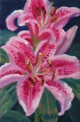 Zeh Original Art Blog Watercolor and Oil Paintings: lilies Art Pastel Ideas, Painting Pastel, Lily Paintings, Oil Pastels Flowers, Art Theme Ideas, Lily Flower Painting, Painted Lilies, Lillies Painting, Watercolor Paintings Aesthetic