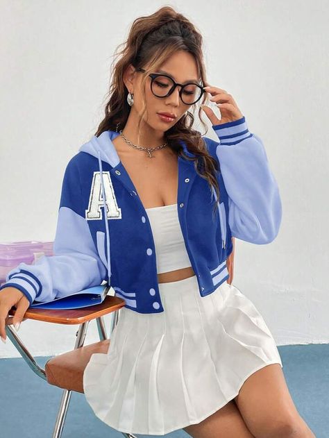 Varsity Jacket Outfit, Baseball Jacket Women, Varsity Jacket Women, Jacket Outfit Women, Women Jackets, Casual Jacket, Outerwear Women, Jacket Outfits, Fashion Online Shop