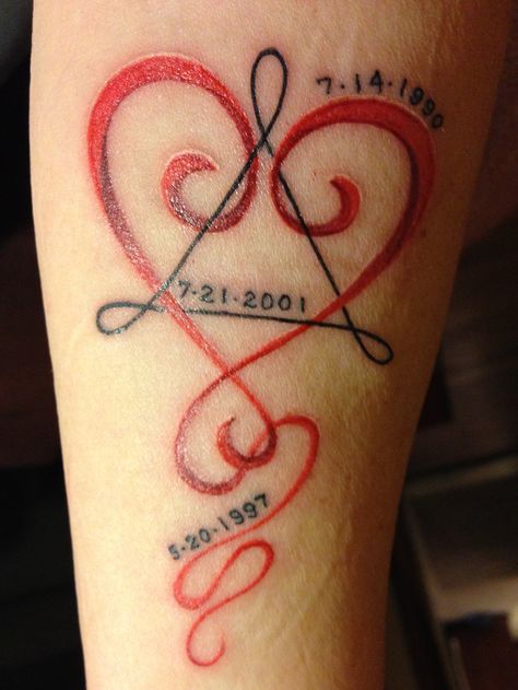 For my 60th birthday.   Celebrating my wedding anniversary and the adoption dates of my two children. The adoption triangle and the Chinese proverb of the Red Thread. Adoption Symbol Tattoos, Adoption Tattoo, Symbol For Family Tattoo, Date Tattoos, Lace Drawing, Birthday Tattoo, Spiritual Tattoos, Symbol Tattoos, Family Tattoos